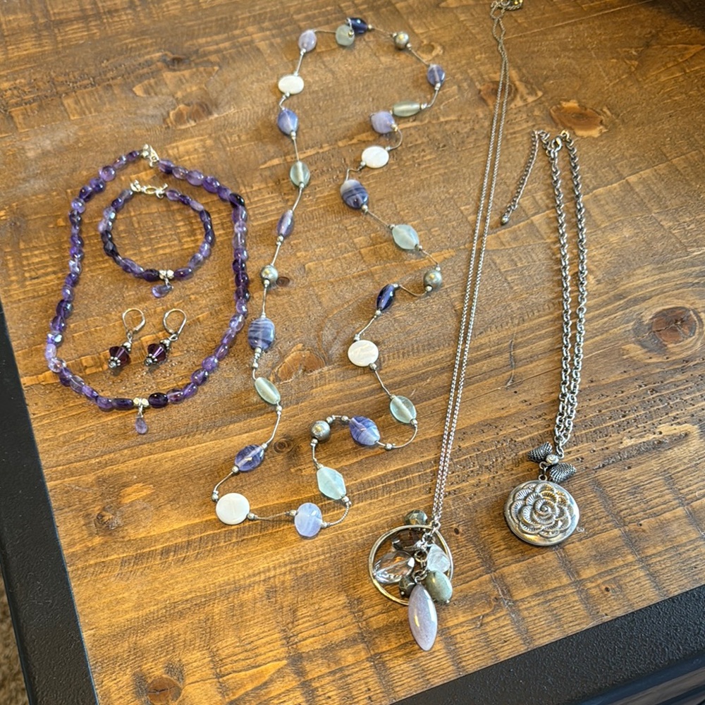 Elegant 💜 Silver and Purple Jewelry Set